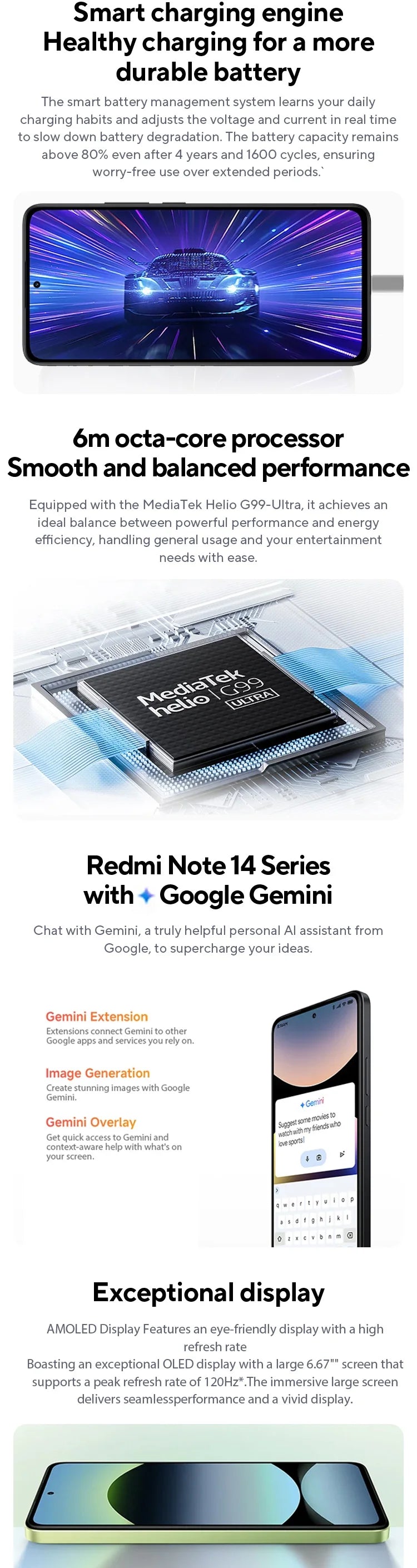 Xiaomi Redmi Note 14 MediaTek Helio G99-Ultra 108MP AI Camera 5500mAh 6.67" 120Hz AMOLED Display