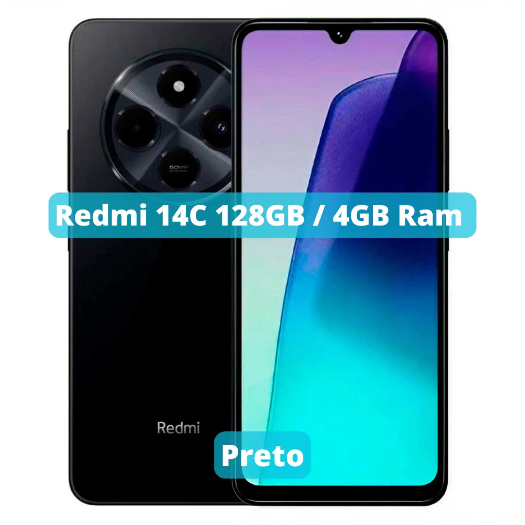 Xiaomi Redmi 14C | Câmera 50MP, Processador Helio G81-Ultra, Bateria 5160mAh, Carregamento 18W, Versão Global, Envio do Brasil
